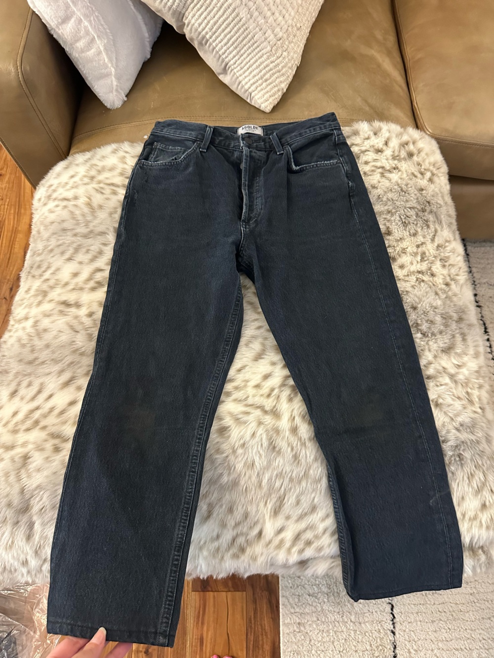 AGOLDE Straight-Leg Jeans in Washed Black